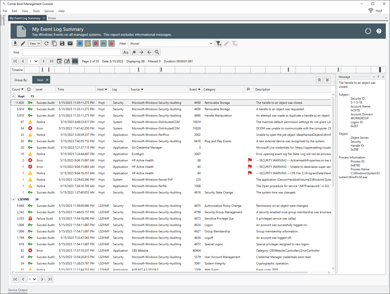 screenshot of Corner Bowl Server Manager